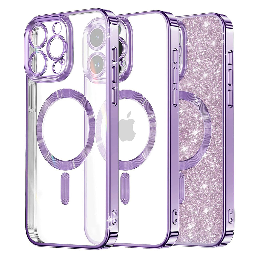 Калъф MagSafe за Apple iPhone 13 Pro Max, Techsuit, Luxury Glitter, Светло лилав