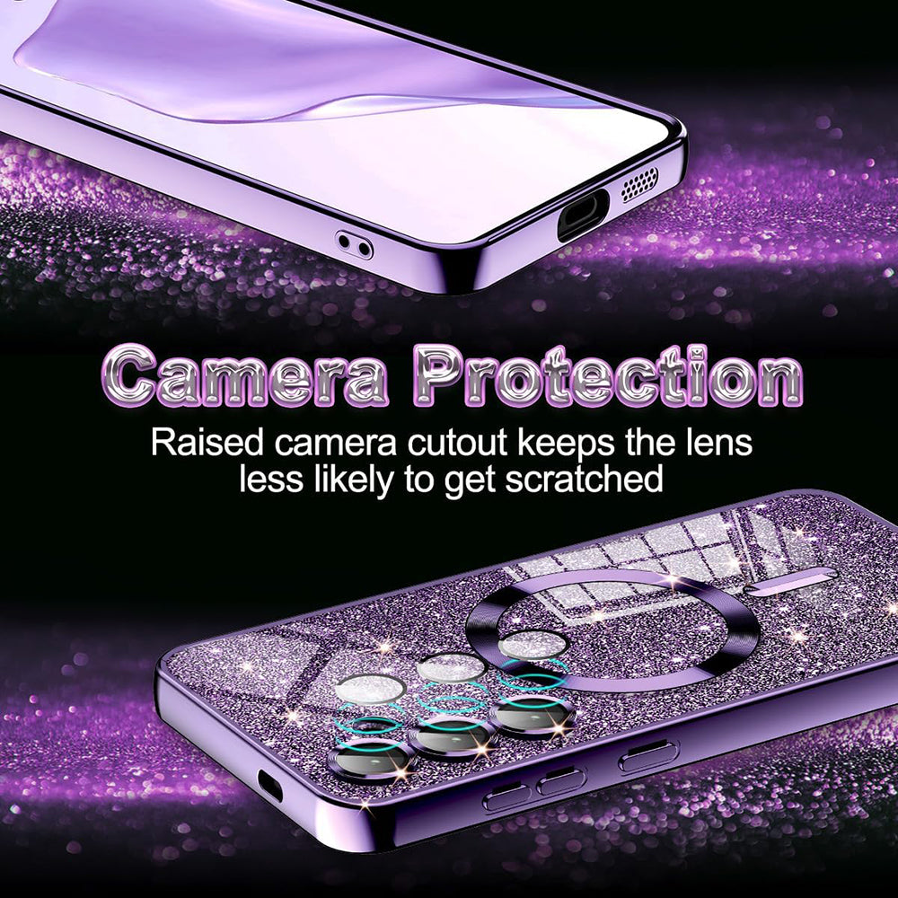Калъф MagSafe за Apple iPhone 13 Pro Max, Techsuit, Luxury Glitter, Светло лилав