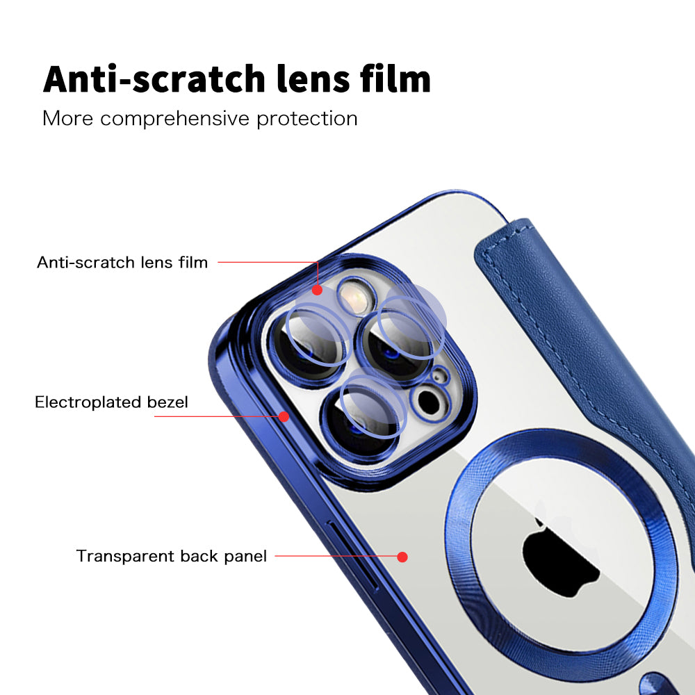 Калъф MagSafe за Apple iPhone 13 Pro Max, Techsuit, SmartMag Book, Син