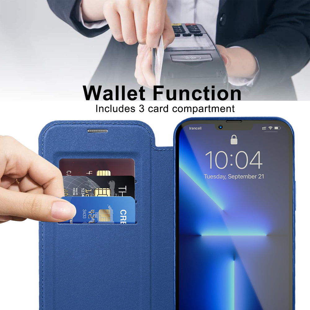 Калъф MagSafe за Apple iPhone 13 Pro Max, Techsuit, SmartMag Book, Син