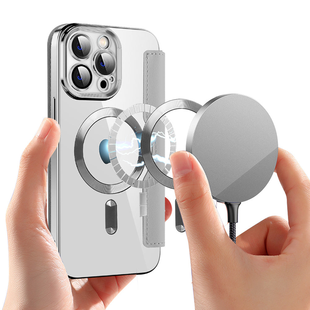 Калъф MagSafe за Apple iPhone 13 Pro Max, Techsuit, SmartMag Book, Сив