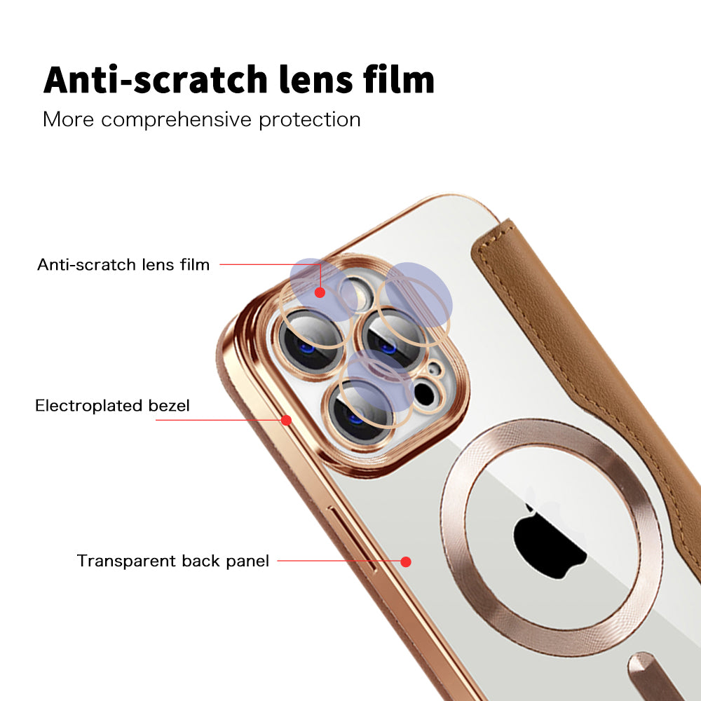 Калъф MagSafe за Apple iPhone 13 Pro Max, Techsuit, SmartMag Book, Кафяв
