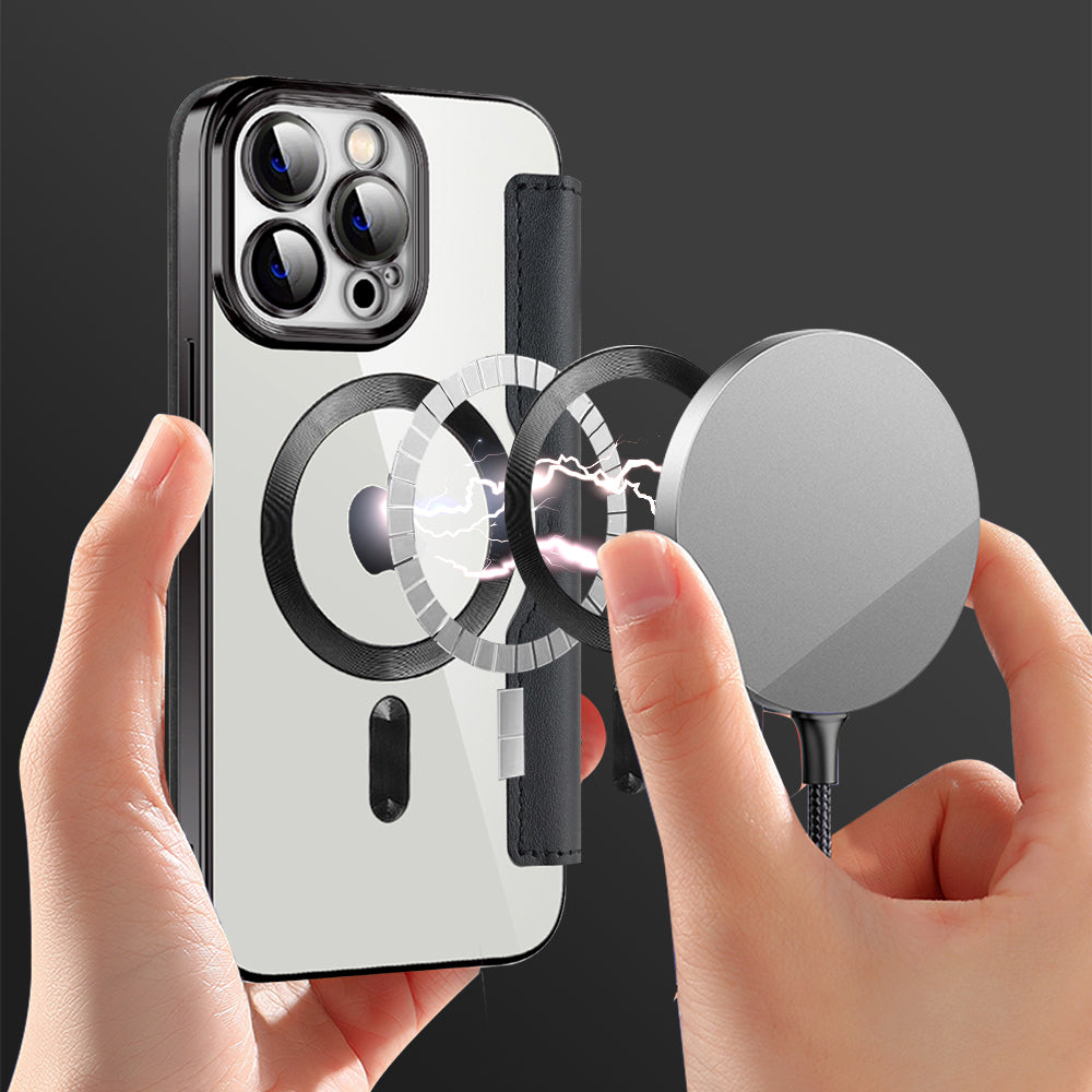 Калъф MagSafe за Apple iPhone 13 Pro Max, Techsuit, SmartMag Book, Черен
