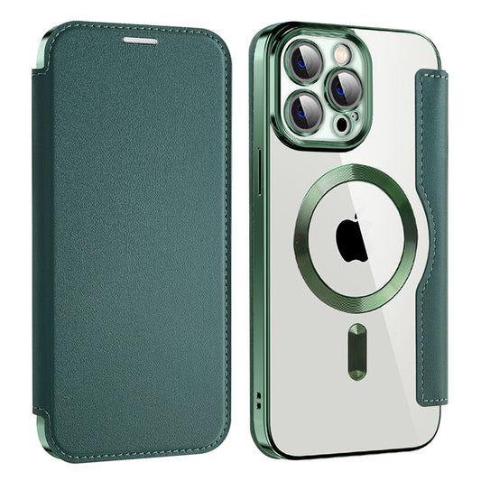 Калъф MagSafe за Apple iPhone 13 Pro Max, Techsuit, SmartMag Book, Зелен