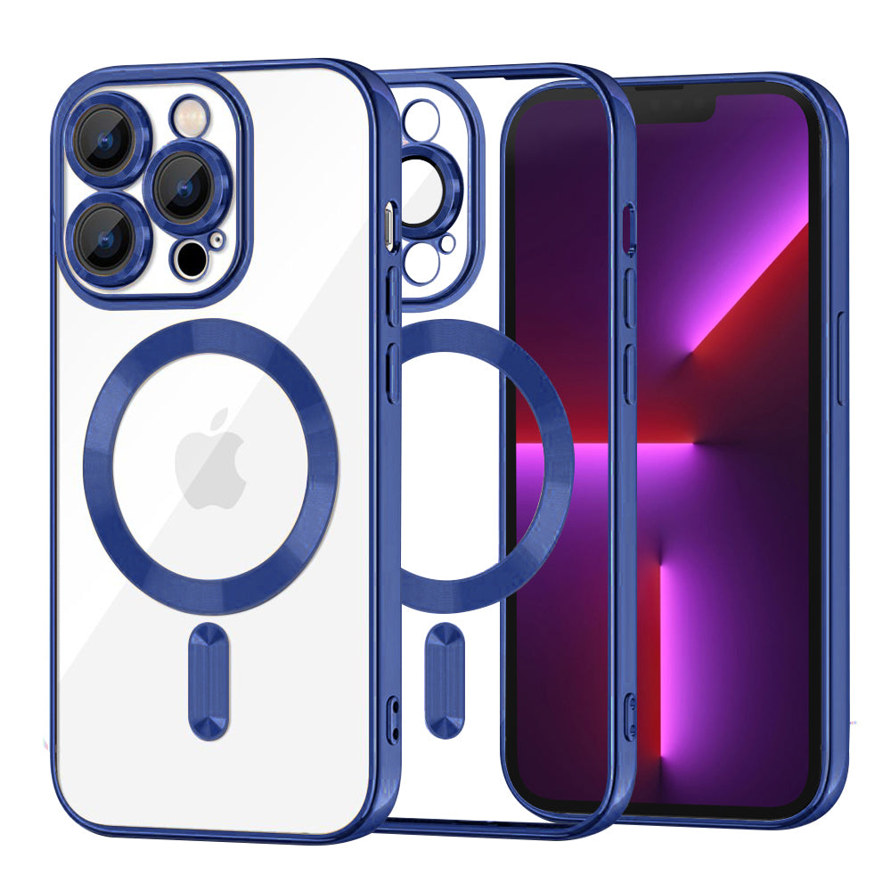 Калъф MagSafe за Apple iPhone 13 Pro, Techsuit, Luxury Crystal, Тъмносин