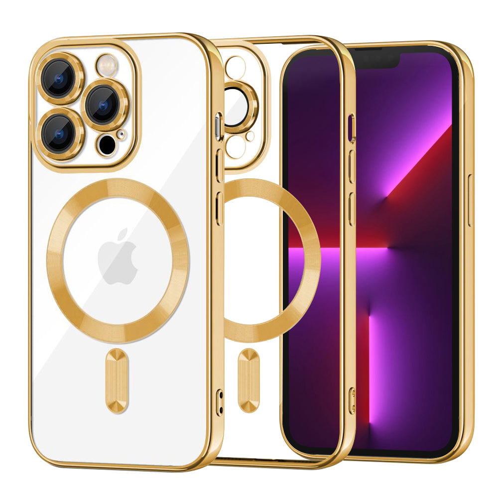 Калъф MagSafe за Apple iPhone 13 Pro, Techsuit, Luxury Crystal, Златист
