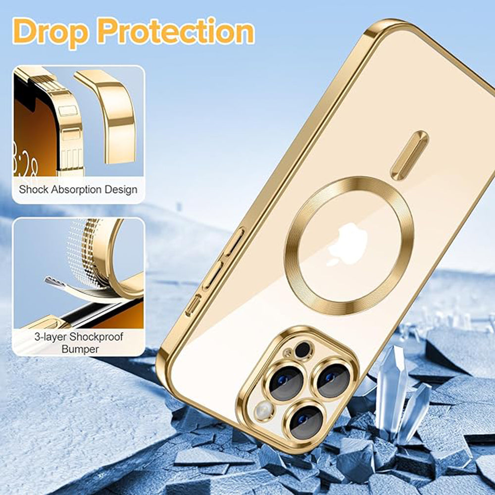 Калъф MagSafe за Apple iPhone 13 Pro, Techsuit, Luxury Crystal, Златист