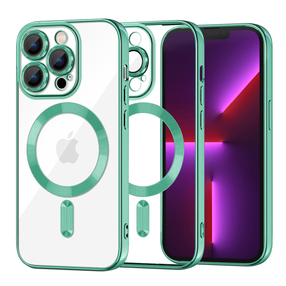 Калъф MagSafe за Apple iPhone 13 Pro, Techsuit, Luxury Crystal, Светлозелен