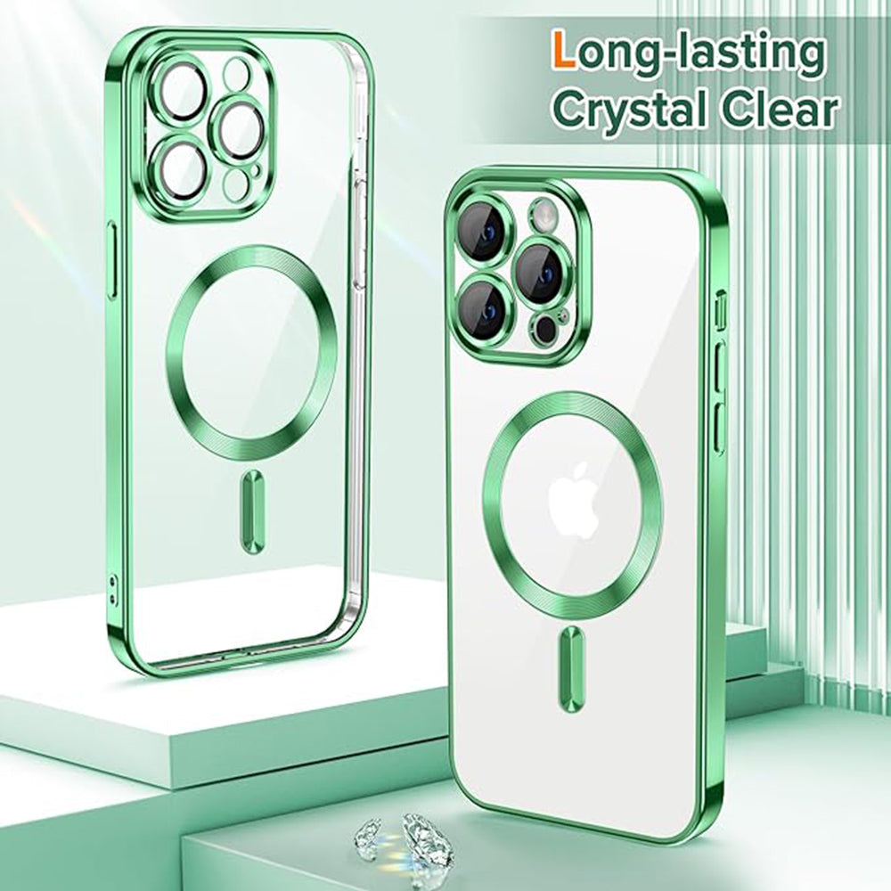 Калъф MagSafe за Apple iPhone 13 Pro, Techsuit, Luxury Crystal, Светлозелен
