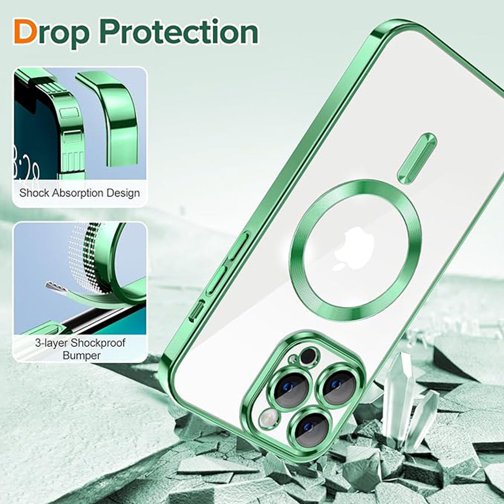 Калъф MagSafe за Apple iPhone 13 Pro, Techsuit, Luxury Crystal, Светлозелен