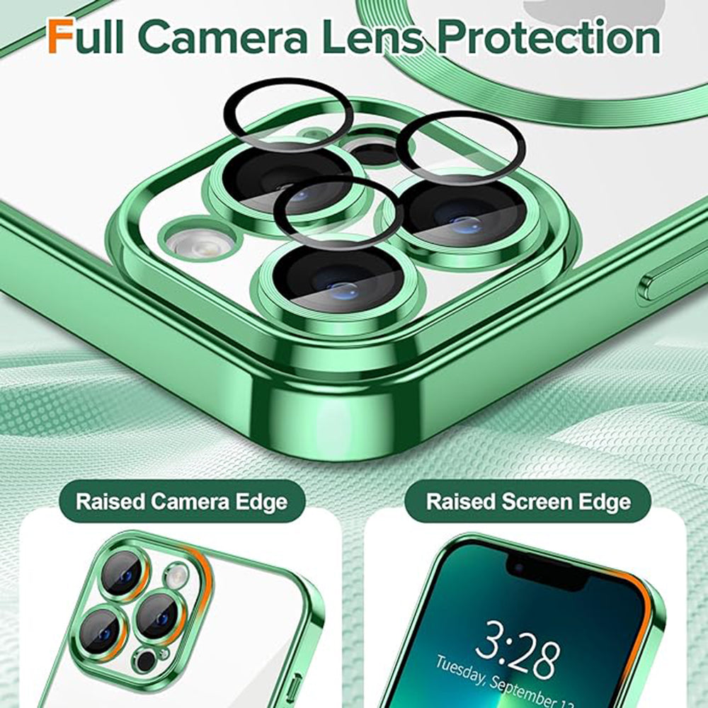 Калъф MagSafe за Apple iPhone 13 Pro, Techsuit, Luxury Crystal, Светлозелен
