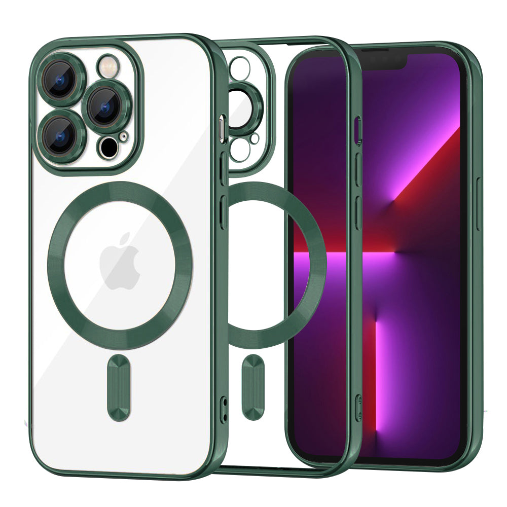 Калъф MagSafe за Apple iPhone 13 Pro, Techsuit, Luxury Crystal, Тъмнозелен