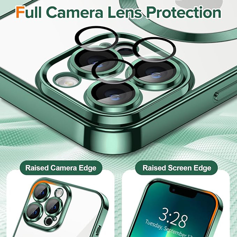 Калъф MagSafe за Apple iPhone 13 Pro, Techsuit, Luxury Crystal, Тъмнозелен