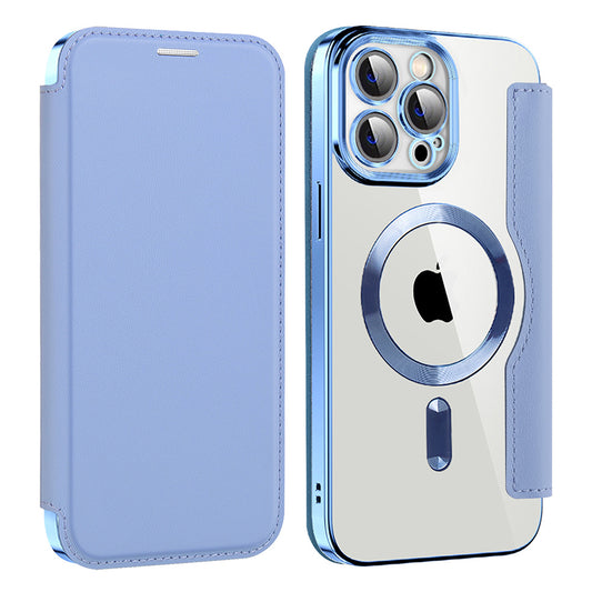 Калъф MagSafe за Apple iPhone 13 Pro, Techsuit, SmartMag Book, Син