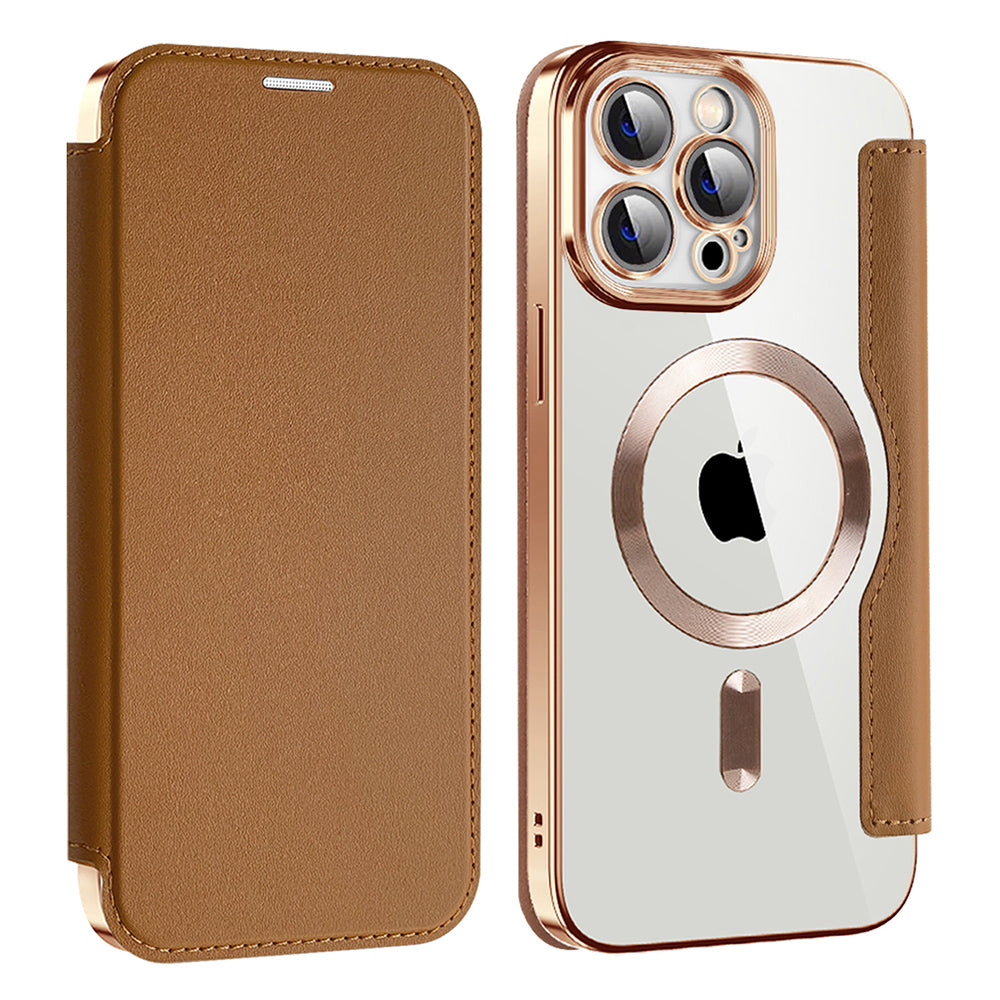 Калъф MagSafe за Apple iPhone 13 Pro, Techsuit, SmartMag Book, Кафяв