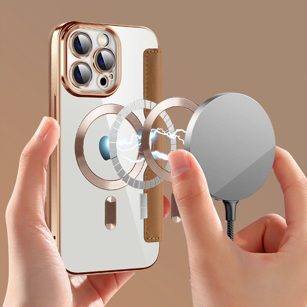 Калъф MagSafe за Apple iPhone 13 Pro, Techsuit, SmartMag Book, Кафяв