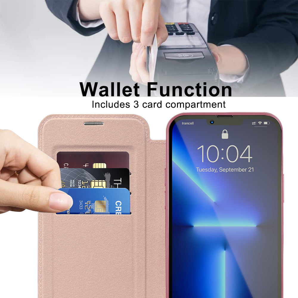Калъф MagSafe за Apple iPhone 13 Pro, Techsuit, SmartMag Book, Розов