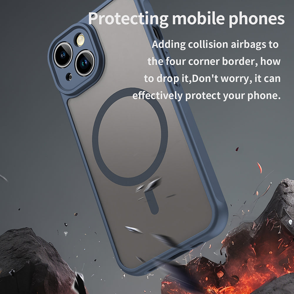 Калъф MagSafe за Apple iPhone 13, Techsuit, HaloFrost II, Тъмносин