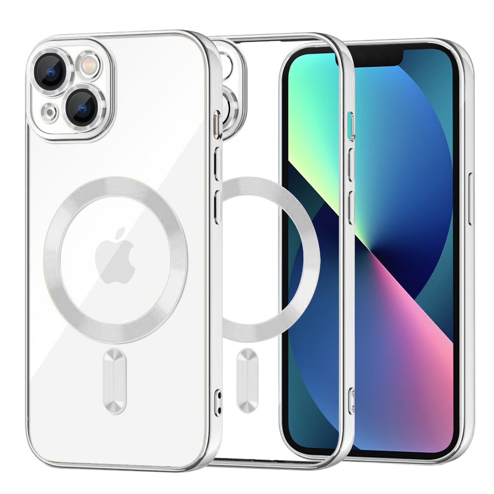 Калъф MagSafe за Apple iPhone 13, Techsuit, Luxury Crystal, Сребрист