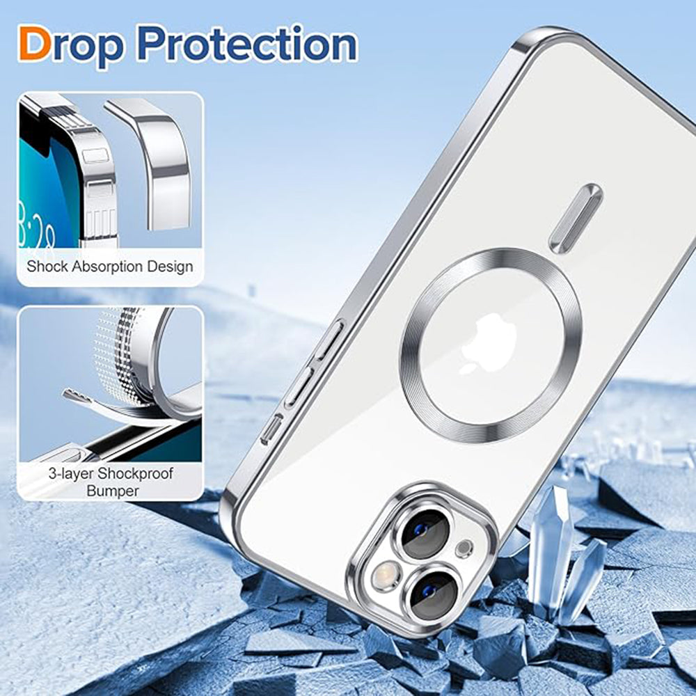 Калъф MagSafe за Apple iPhone 13, Techsuit, Luxury Crystal, Сребрист