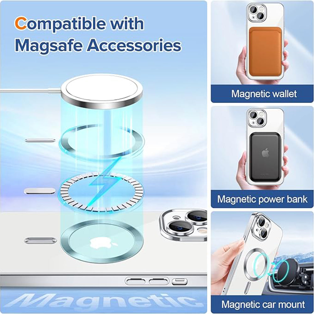 Калъф MagSafe за Apple iPhone 13, Techsuit, Luxury Crystal, Сребрист