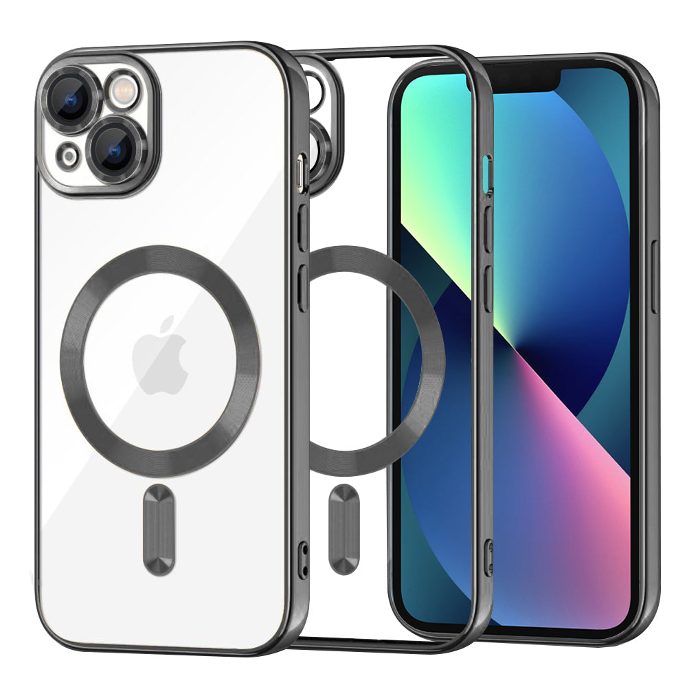 Калъф MagSafe за Apple iPhone 13, Techsuit, Luxury Crystal, Черен