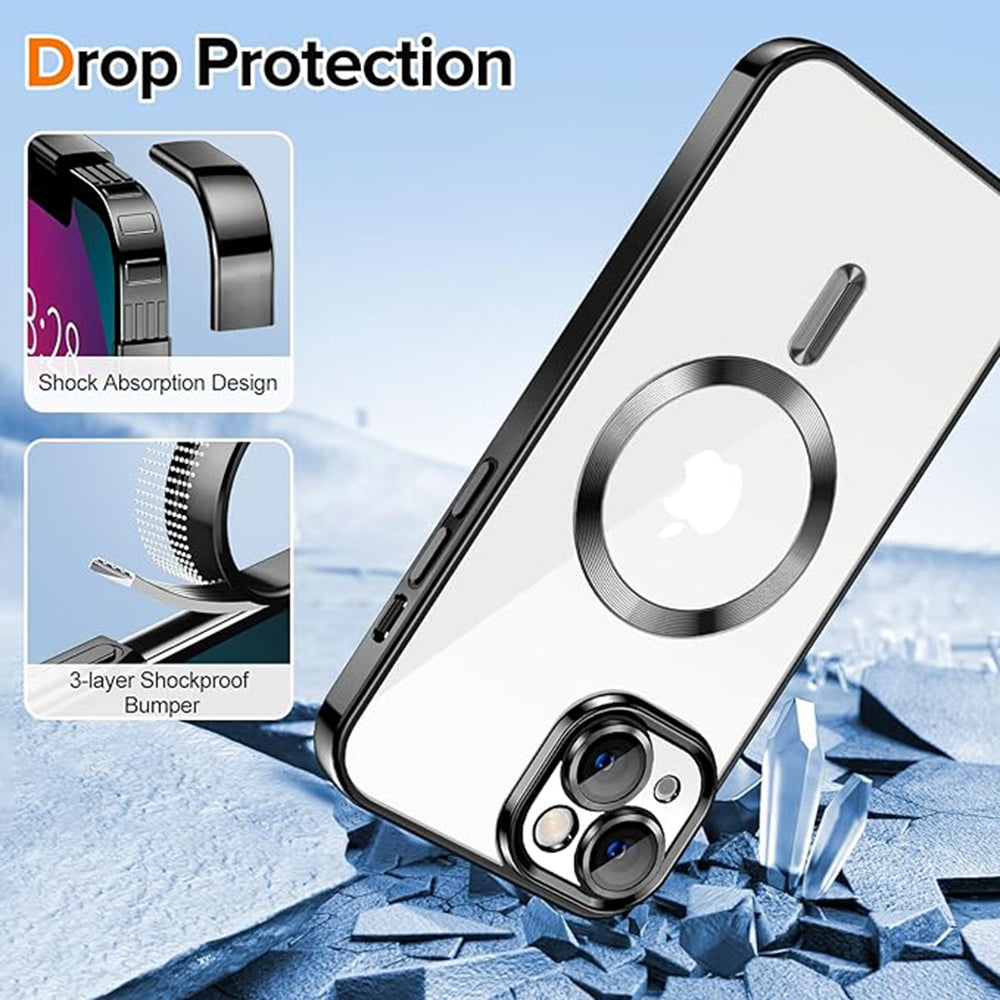 Калъф MagSafe за Apple iPhone 13, Techsuit, Luxury Crystal, Черен
