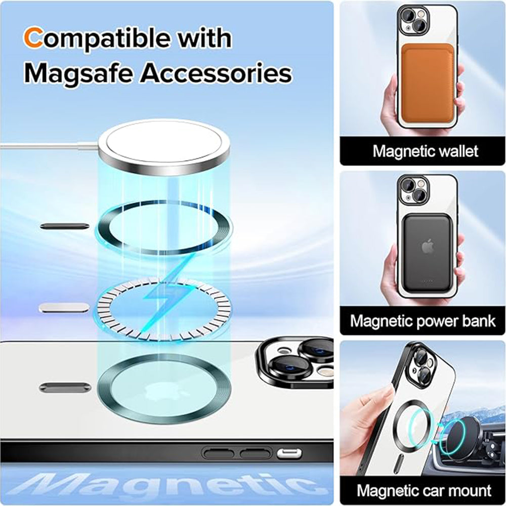 Калъф MagSafe за Apple iPhone 13, Techsuit, Luxury Crystal, Черен