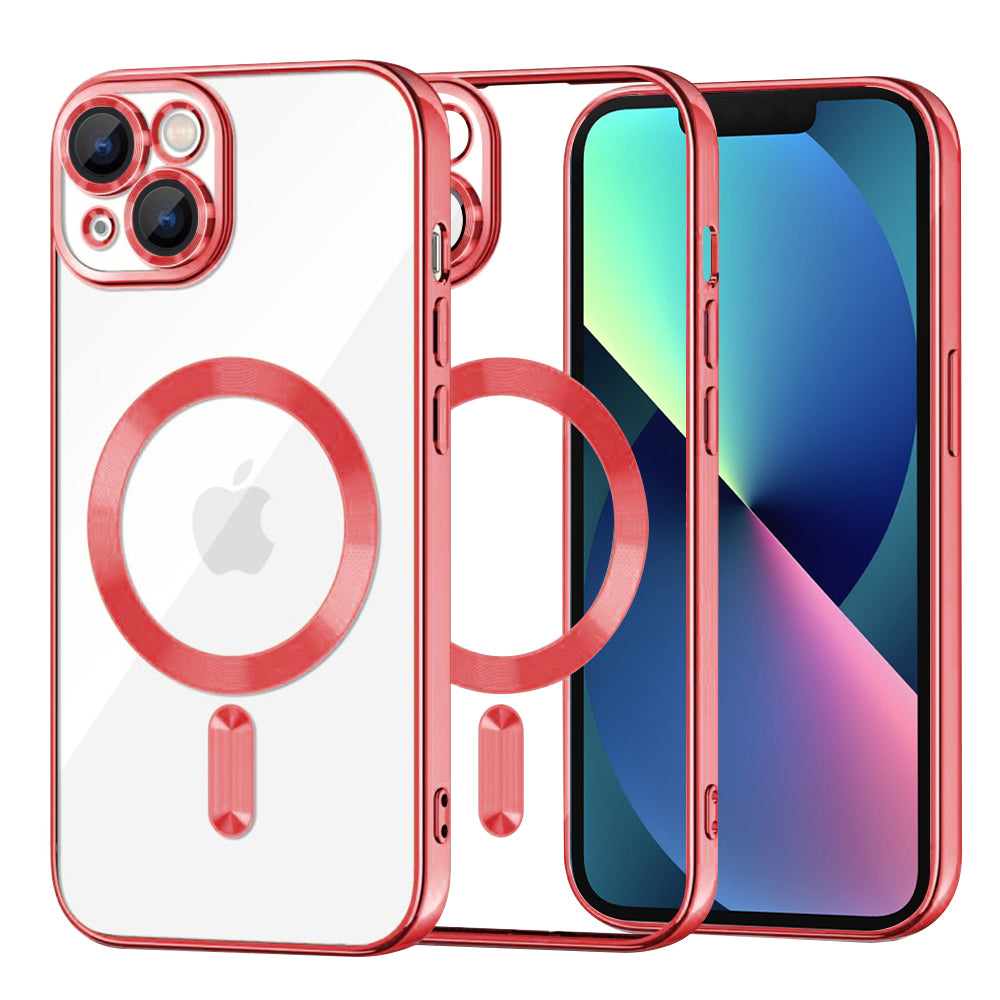 Калъф MagSafe за Apple iPhone 13, Techsuit, Luxury Crystal, Червен