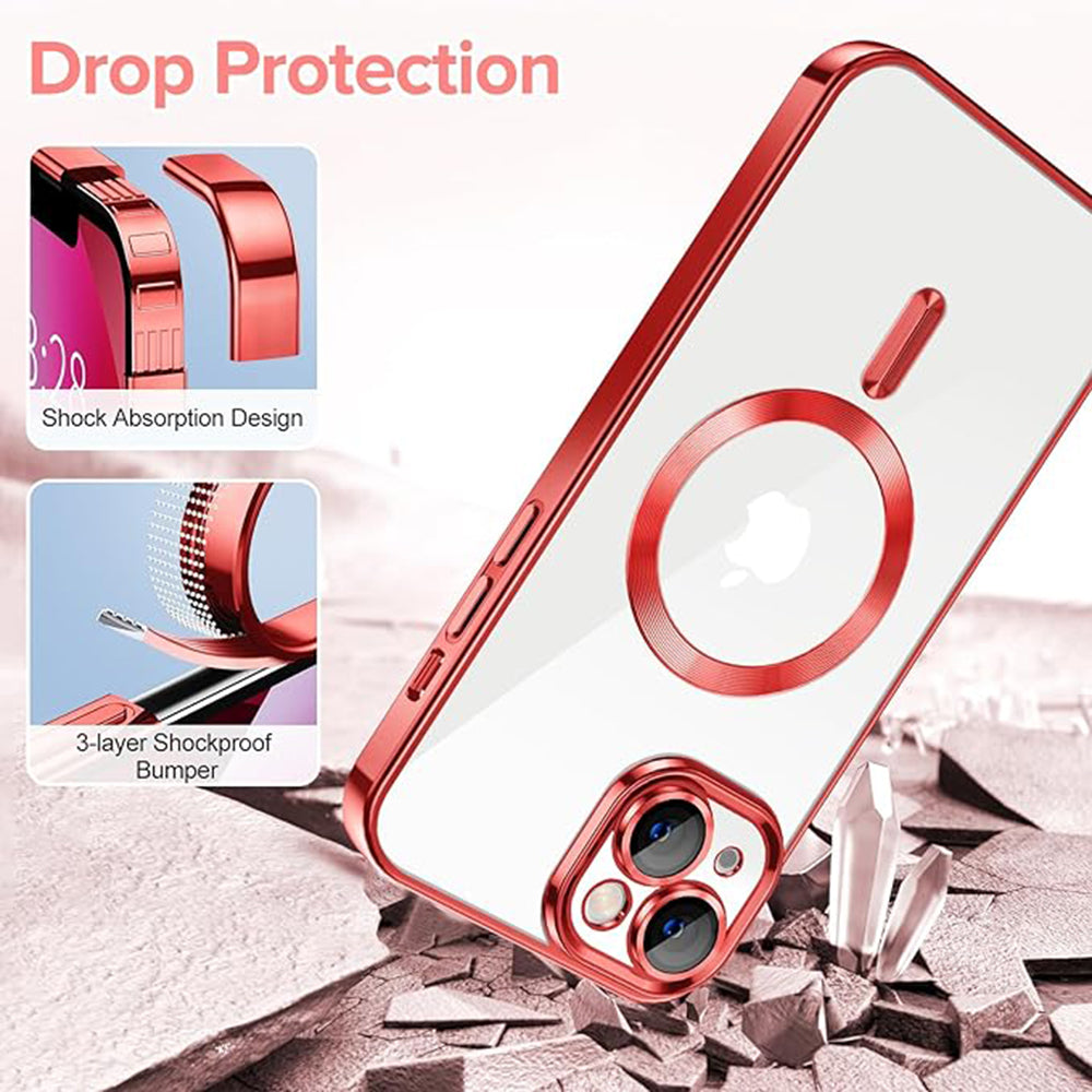 Калъф MagSafe за Apple iPhone 13, Techsuit, Luxury Crystal, Червен
