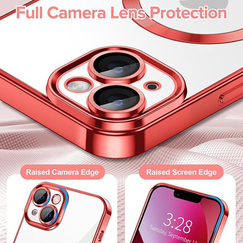 Калъф MagSafe за Apple iPhone 13, Techsuit, Luxury Crystal, Червен