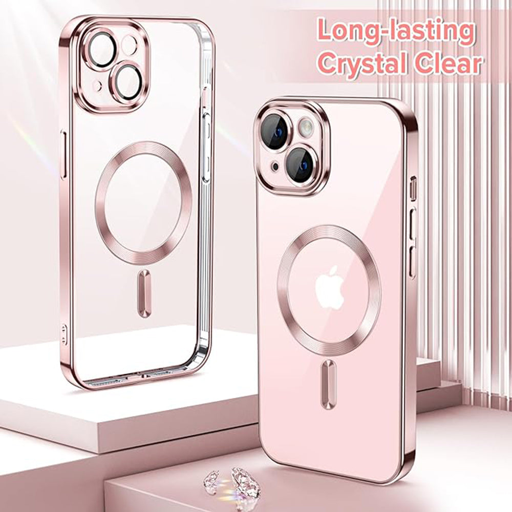 Калъф MagSafe за Apple iPhone 13, Techsuit, Luxury Crystal, Розов