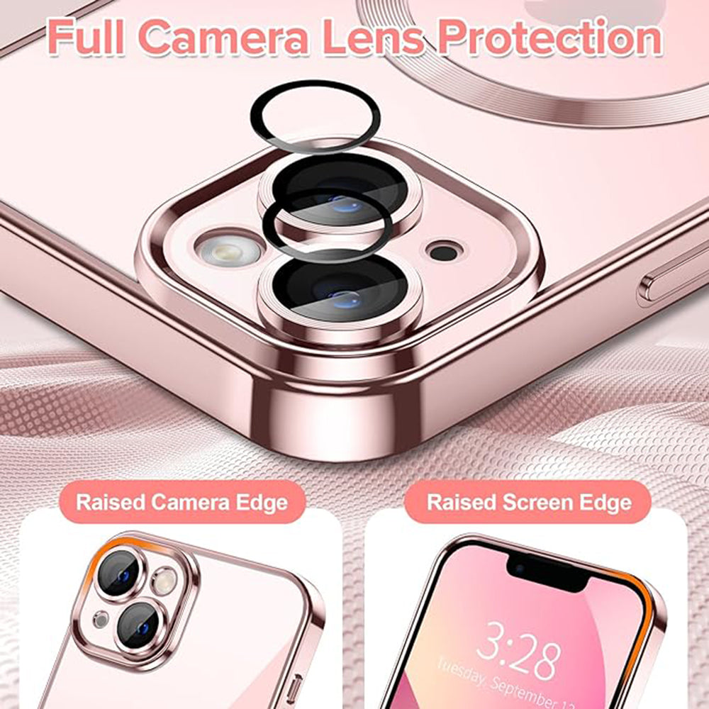 Калъф MagSafe за Apple iPhone 13, Techsuit, Luxury Crystal, Розов
