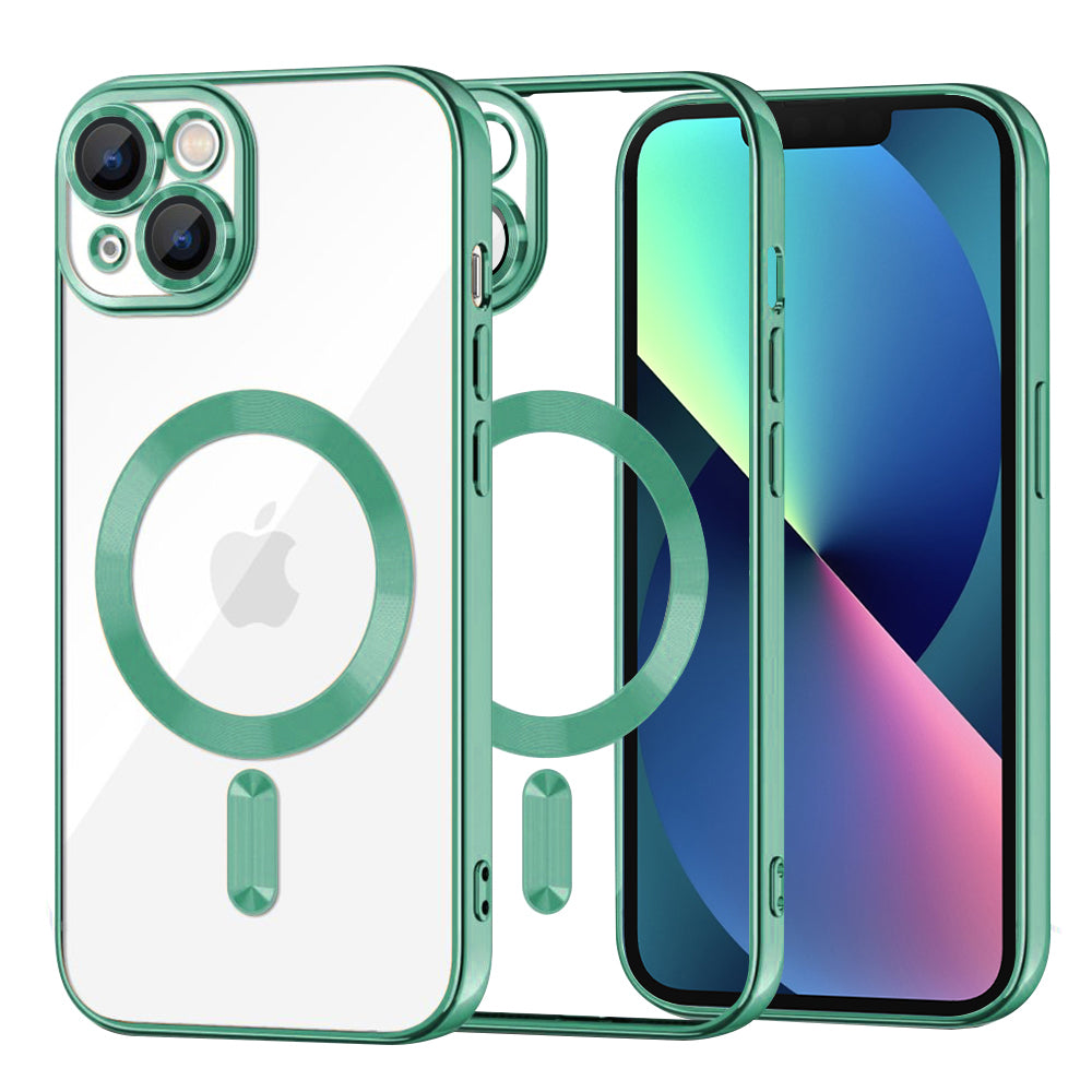 Калъф MagSafe за Apple iPhone 13, Techsuit, Luxury Crystal, Светлозелен