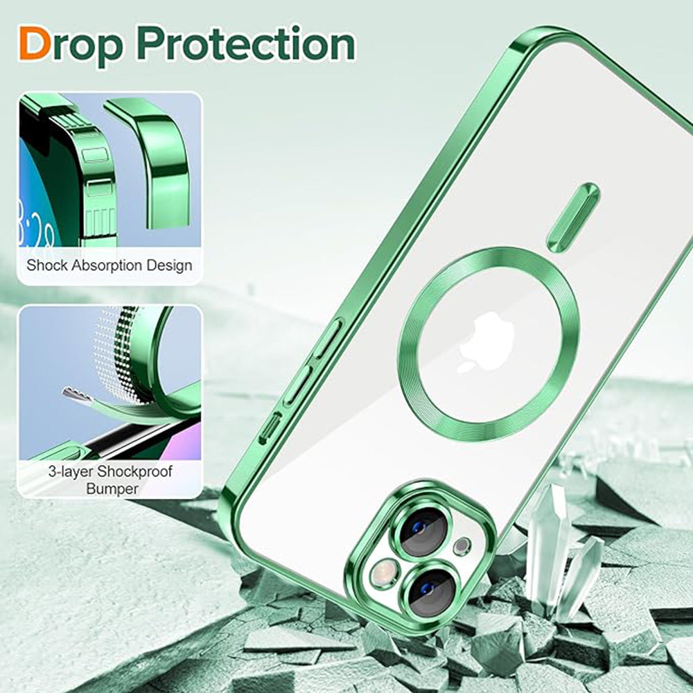 Калъф MagSafe за Apple iPhone 13, Techsuit, Luxury Crystal, Светлозелен