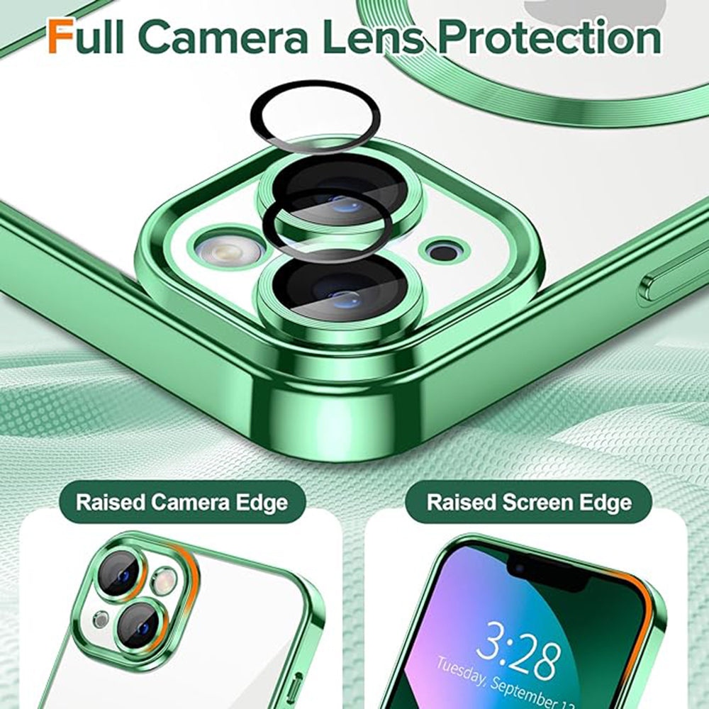 Калъф MagSafe за Apple iPhone 13, Techsuit, Luxury Crystal, Светлозелен