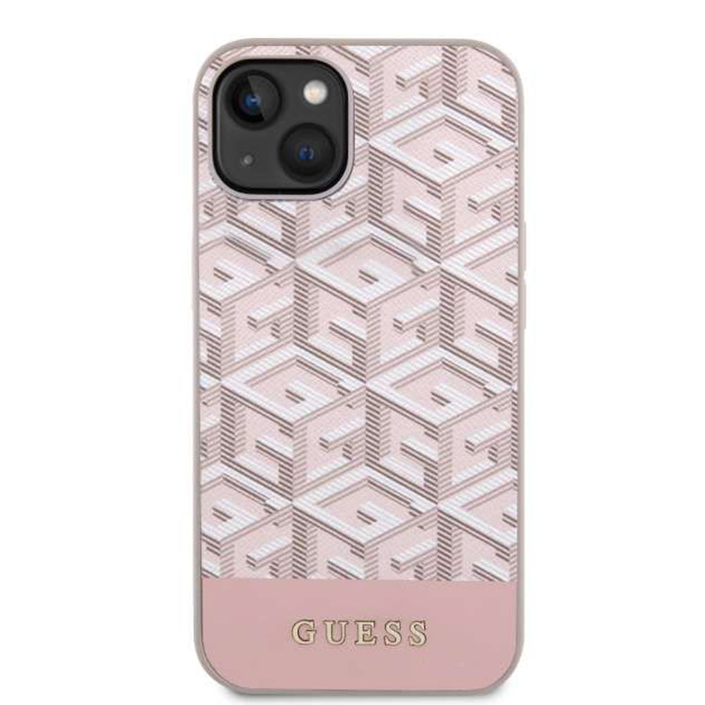 Калъф MagSafe за Apple iPhone 14, Guess, GCube Stripes, Розов