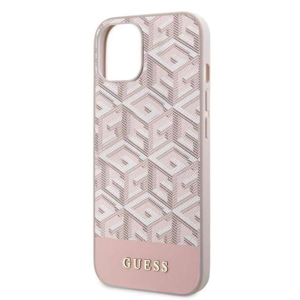 Калъф MagSafe за Apple iPhone 14, Guess, GCube Stripes, Розов