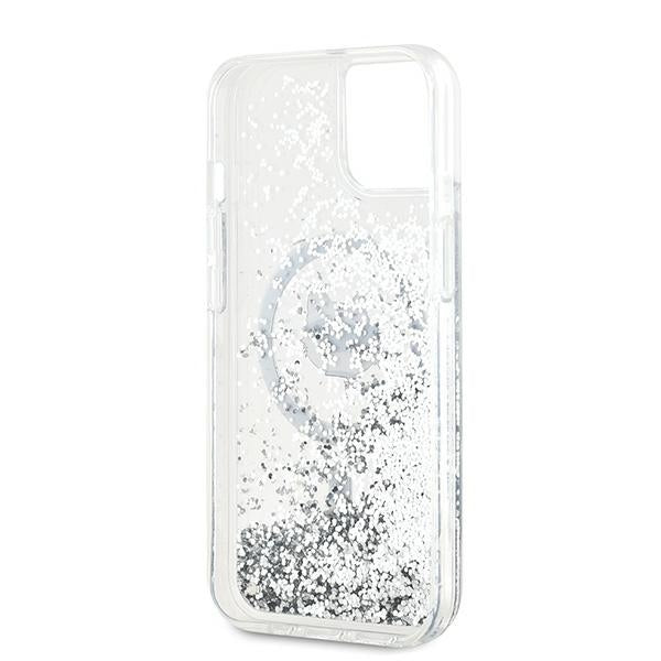 Husa MagSafe за Apple iPhone 14, Karl Lagerfeld, Liquid Glitter Choupette's Head, Прозрачна
