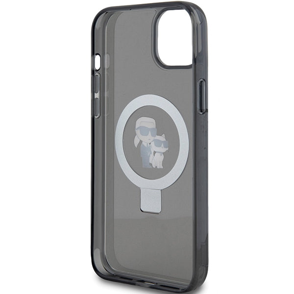 Калъф MagSafe за Apple iPhone 14, Karl Lagerfeld, Ring Stand Karl & Choupette, Черен