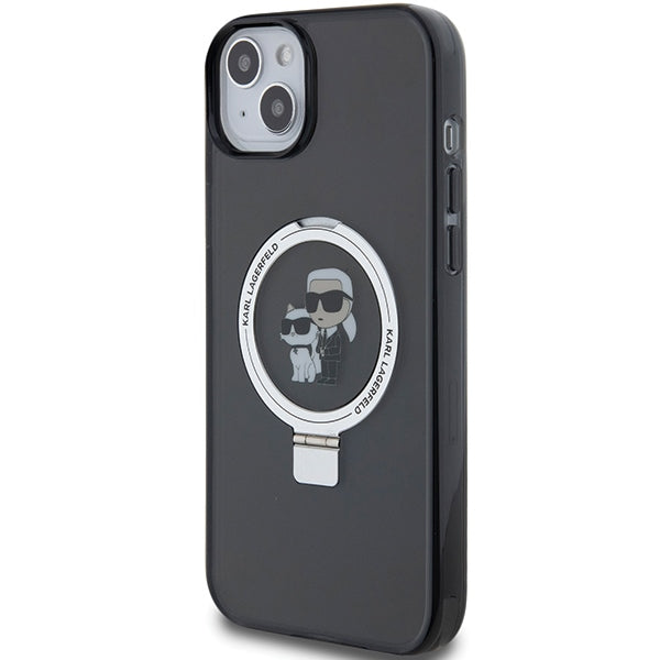 Калъф MagSafe за Apple iPhone 14, Karl Lagerfeld, Ring Stand Karl & Choupette, Черен