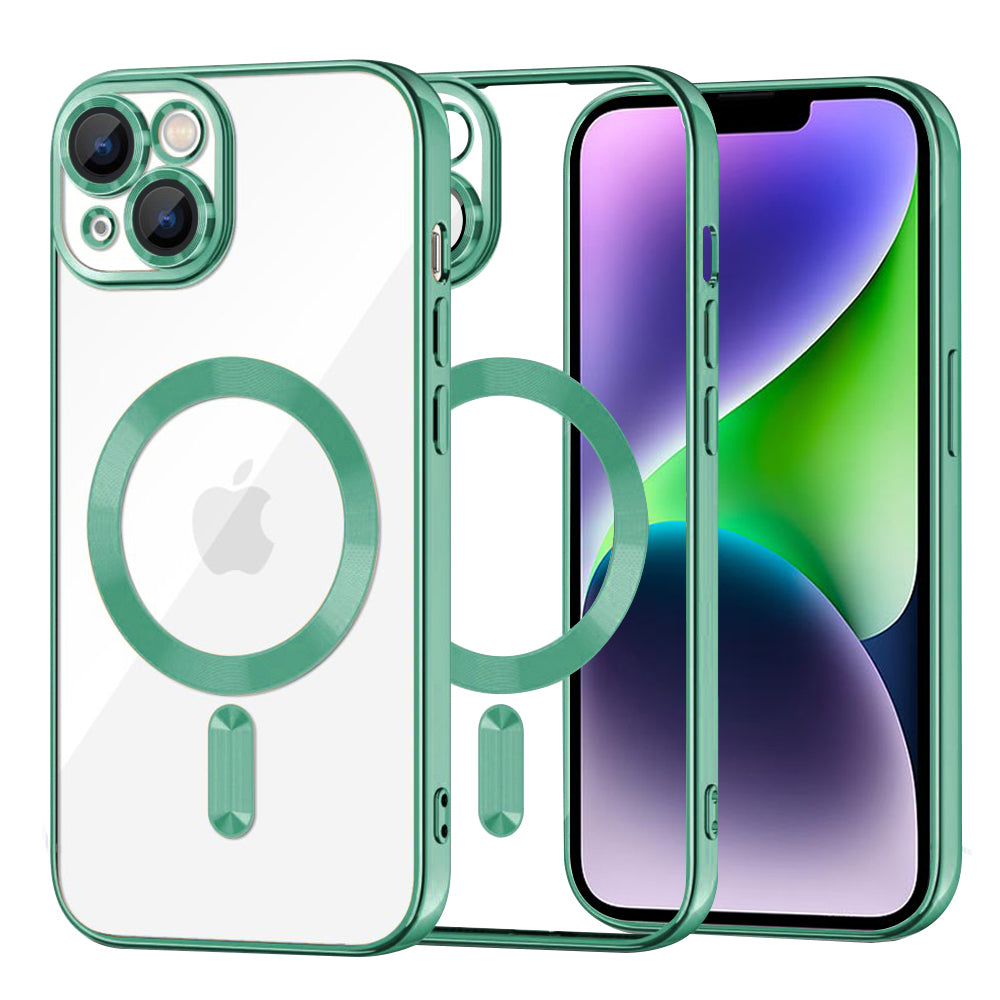 Калъф MagSafe за Apple iPhone 14 Plus, Techsuit, Luxury Crystal, Светлозелен