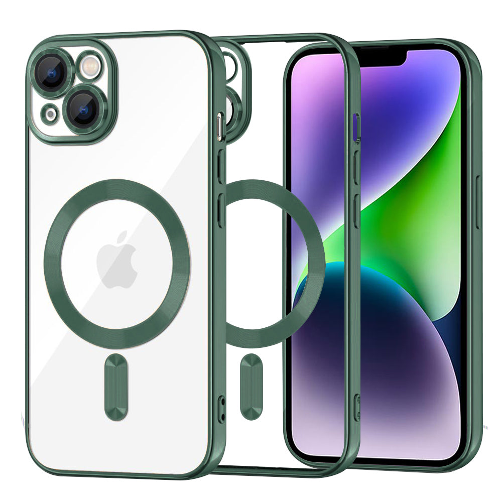 Калъф MagSafe за Apple iPhone 14 Plus, Techsuit, Luxury Crystal, Тъмнозелен
