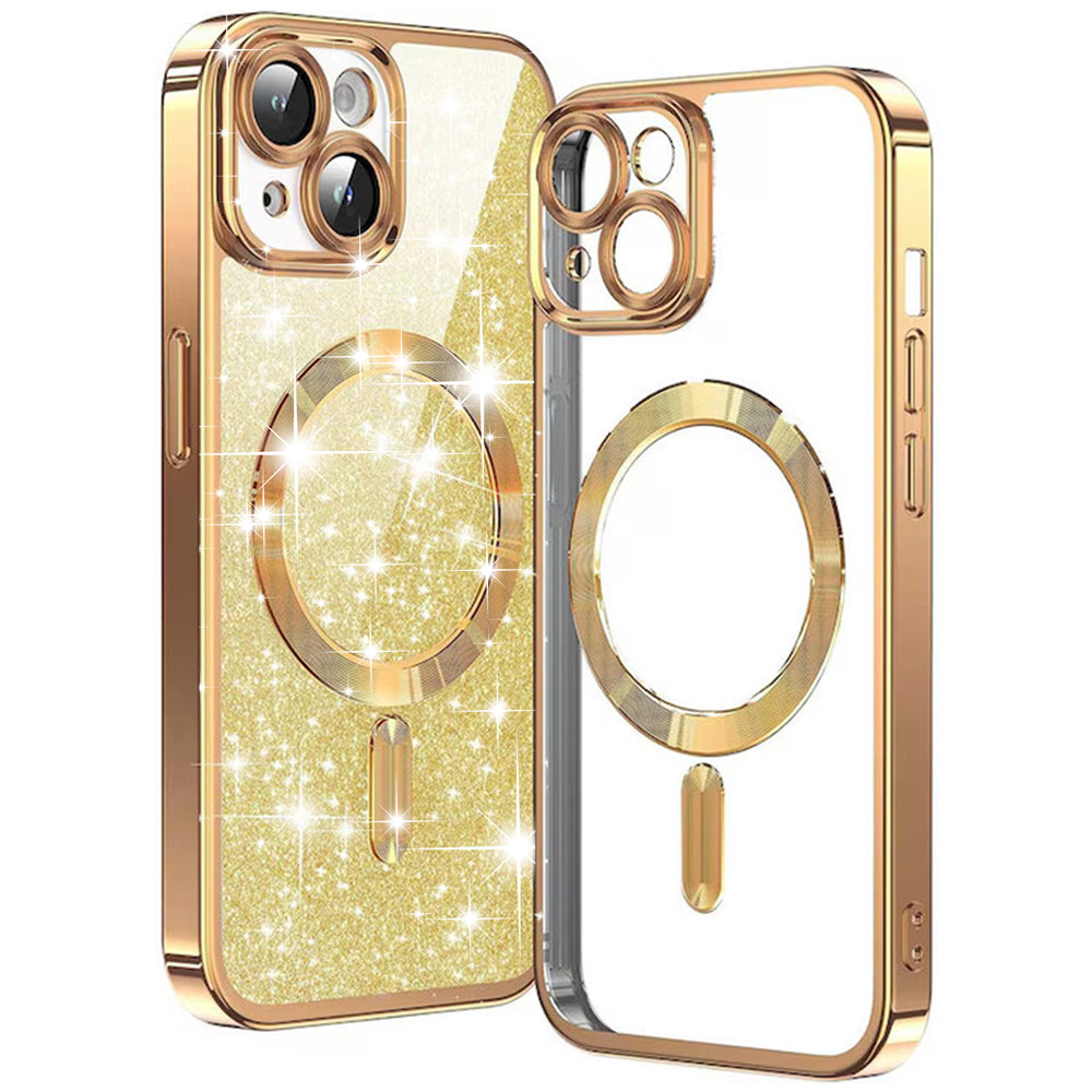 Калъф MagSafe за Apple iPhone 14 Plus, Techsuit, Luxury Glitter, Златист