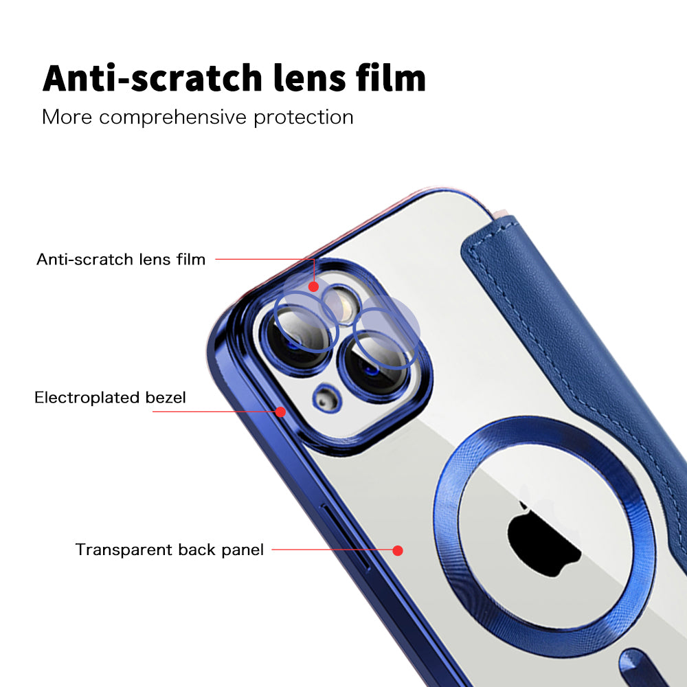 Калъф MagSafe за Apple iPhone 14 Plus, Techsuit, SmartMag Book, Син