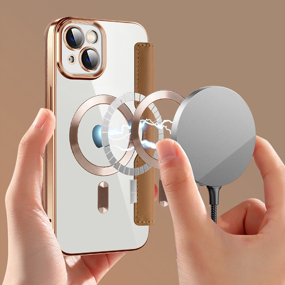 Калъф MagSafe за Apple iPhone 14 Plus, Techsuit, SmartMag Book, Кафяв