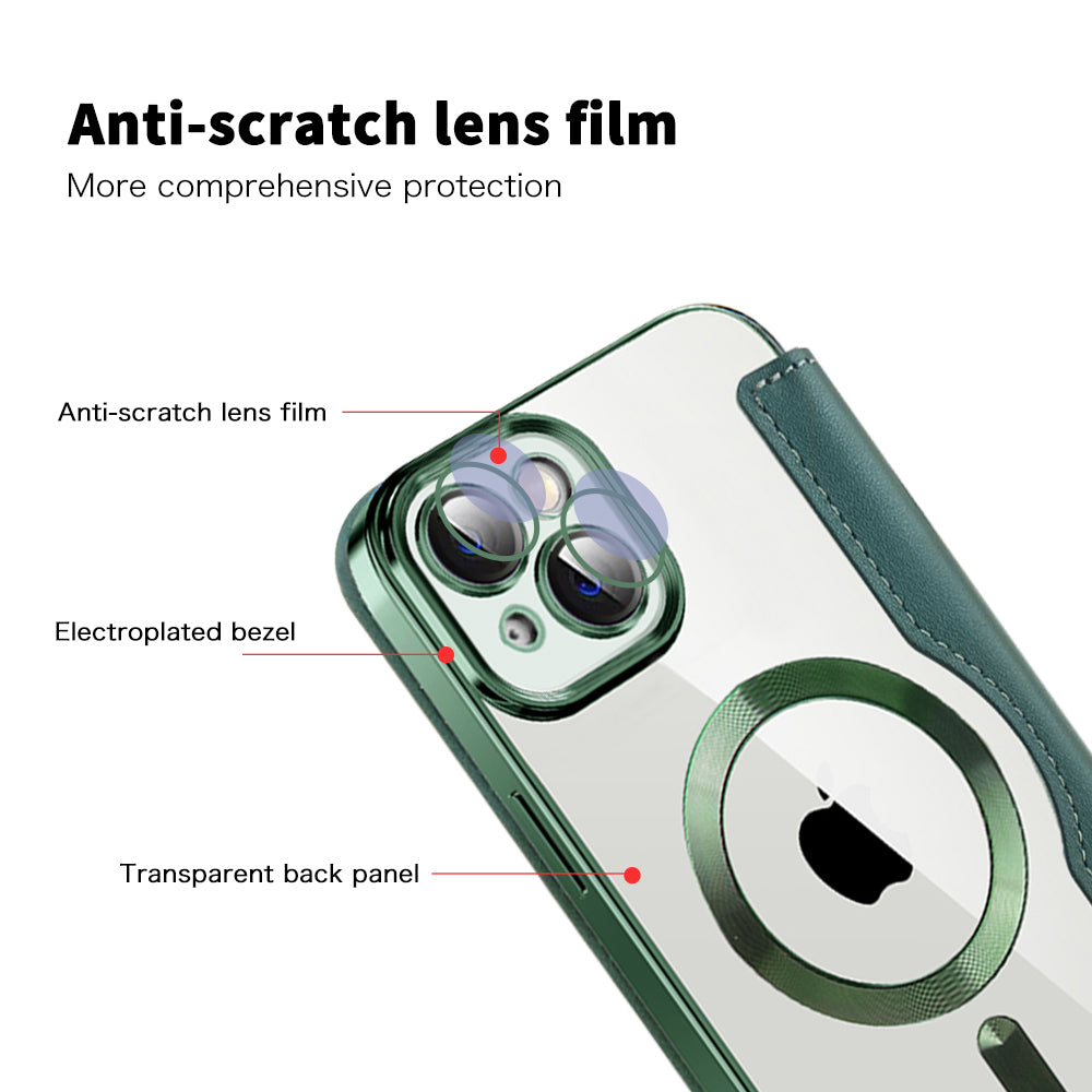 Калъф MagSafe за Apple iPhone 14 Plus, Techsuit, SmartMag Book, Зелен