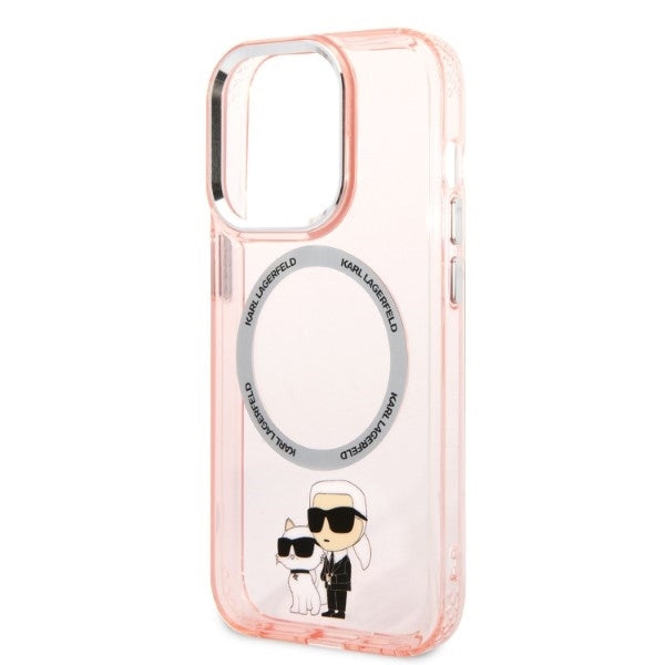 Калъф MagSafe за Apple iPhone 14 Pro, Karl Lagerfeld, Ikonik Karl & Choupette, Розов