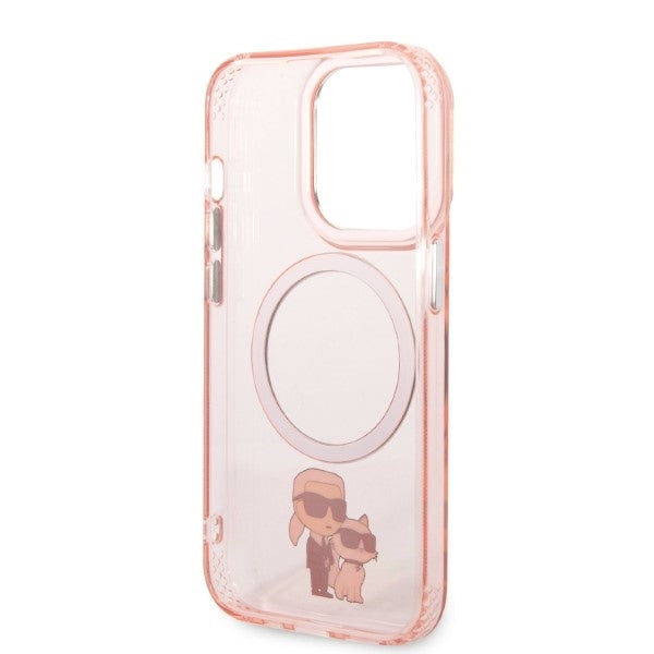 Калъф MagSafe за Apple iPhone 14 Pro, Karl Lagerfeld, Ikonik Karl & Choupette, Розов