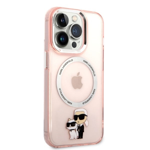 Калъф MagSafe за Apple iPhone 14 Pro, Karl Lagerfeld, Ikonik Karl & Choupette, Розов